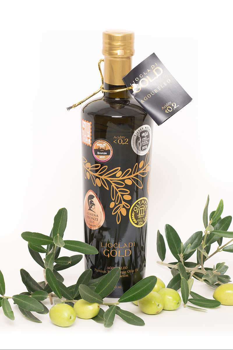 Agoureleo Premium Qualität, Ernte 2024, Gold-Edition Flasche 500 ml – Familienbetrieb Halkidiki