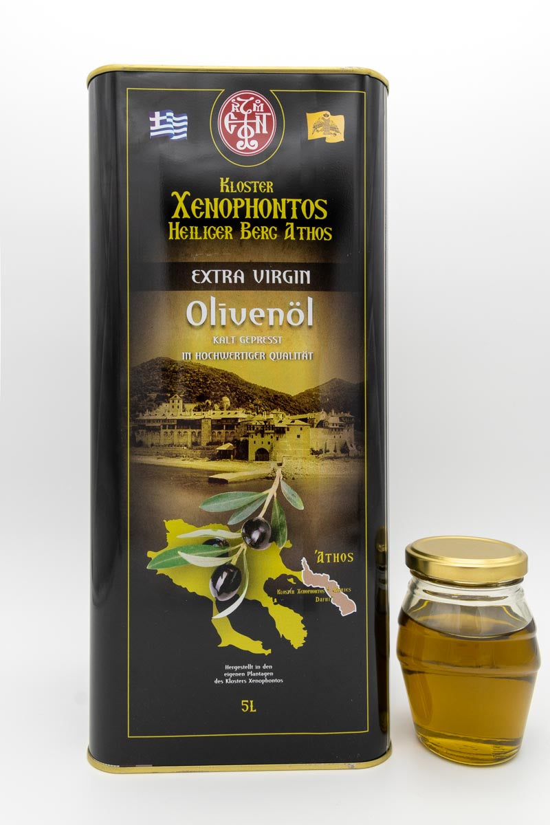 Natives Olivenöl extra Premium Qualität, Ernte 2024 – Kloster Xenophontos 5 l