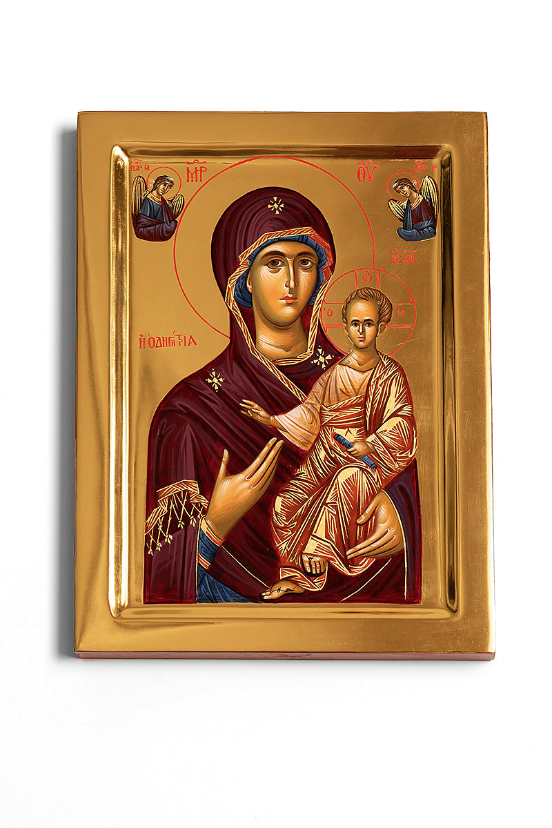 Ikone Odigitria traditionell gemalt, 22 cm x 30 cm - Kloster Xenophontos